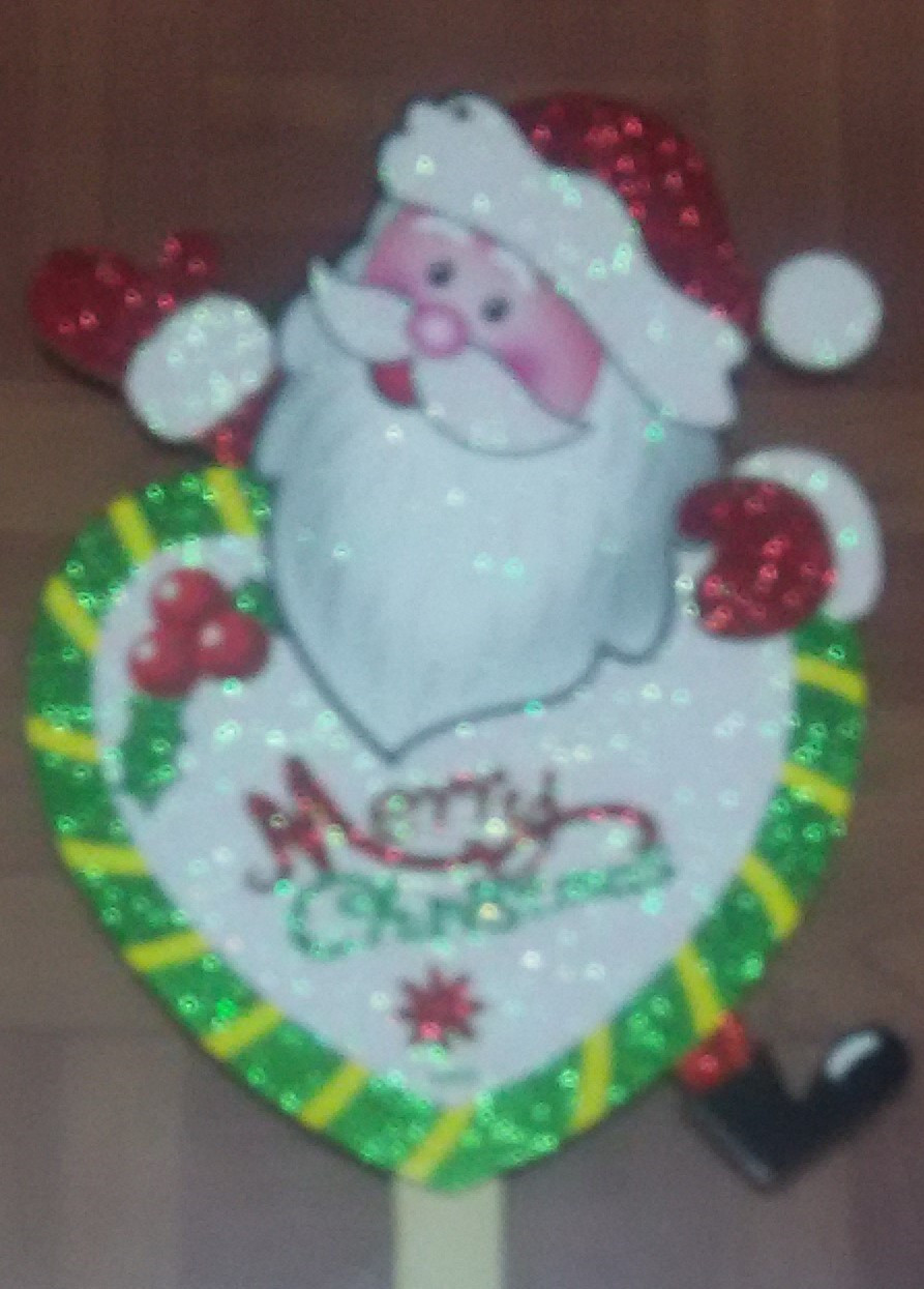 Christmas Glitter Santa Garden Stake